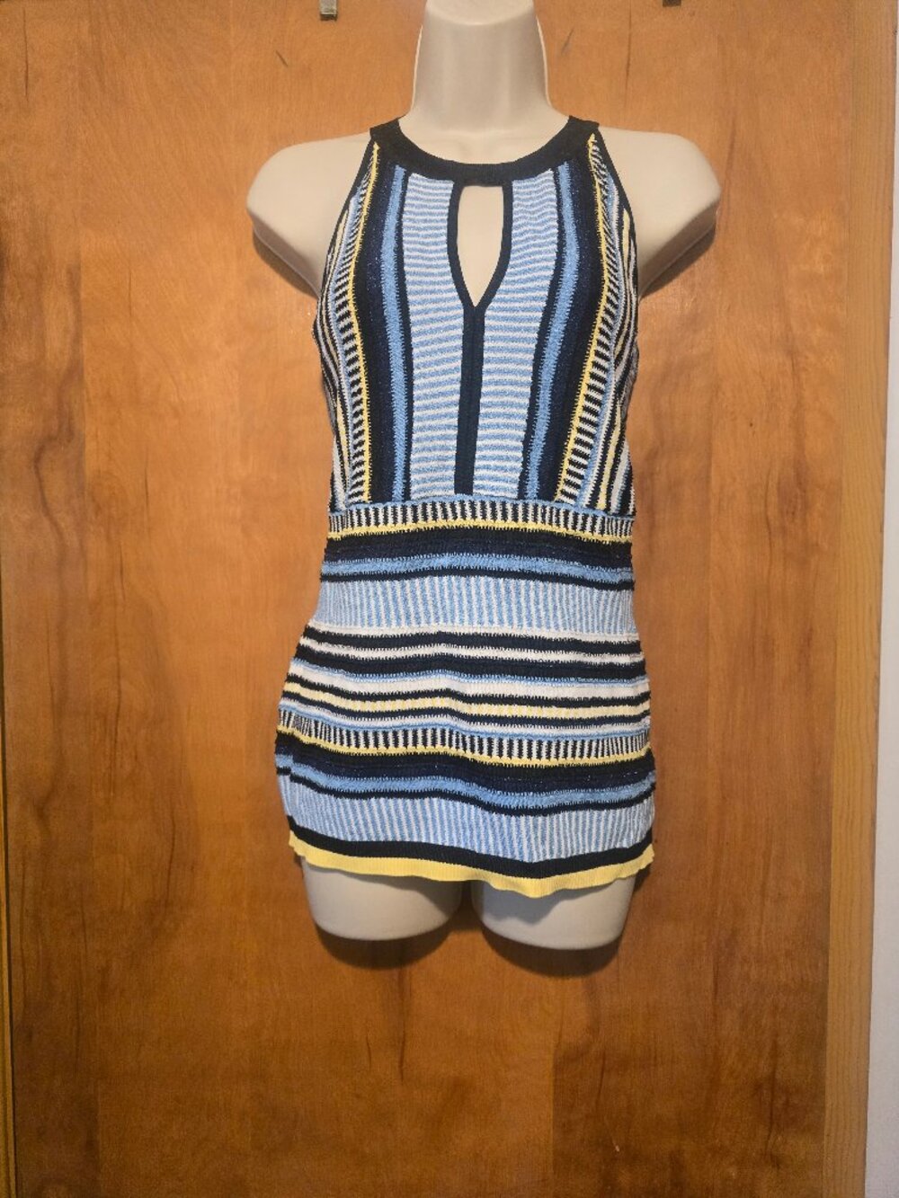 I.N.C. International Concepts Striped Knit Halter Top Size L